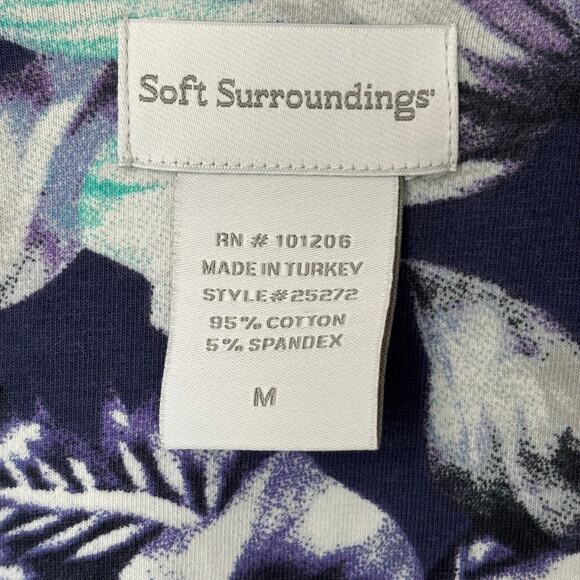 Soft Surroundings Wms Medium Purple Floral Dress Crossover Faux Wrap Cottagecore - Picture 3 of 9